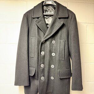 Schott Pea Coat - Men's Black Size Medium - Wool - Made in Canada